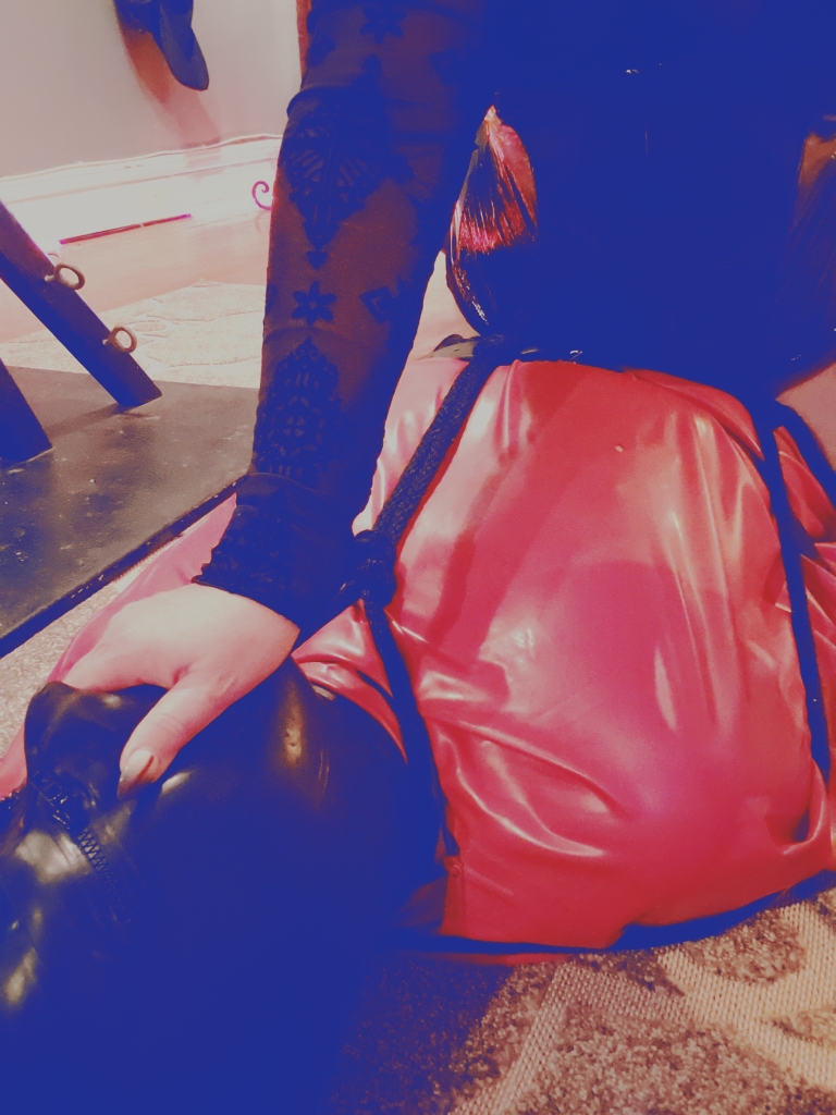 Silence can be Golden! Mistress Simone enjoys a quiet evening with her bound slave